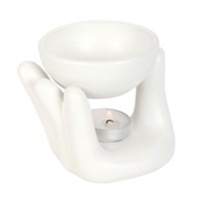 White Ceramic Hand Tea Light Burner