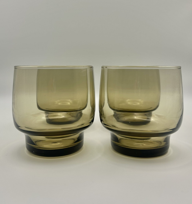 1970s Libbey Tawny Smoked Brown Glass Tumblers Set Of Four