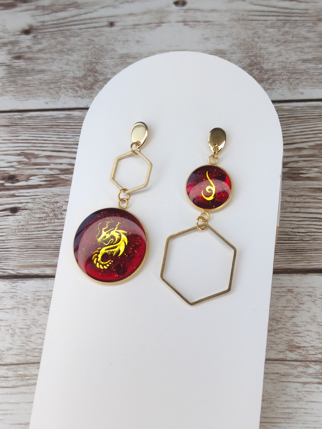 Boucles &quot;Regan&quot; dragon acier inoxydable