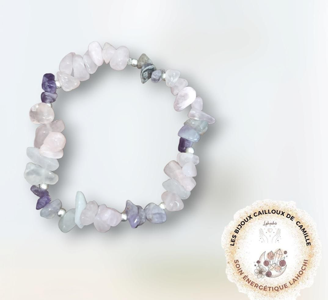 Bracelet amour de soi Améthyste &amp; Quartz rose 