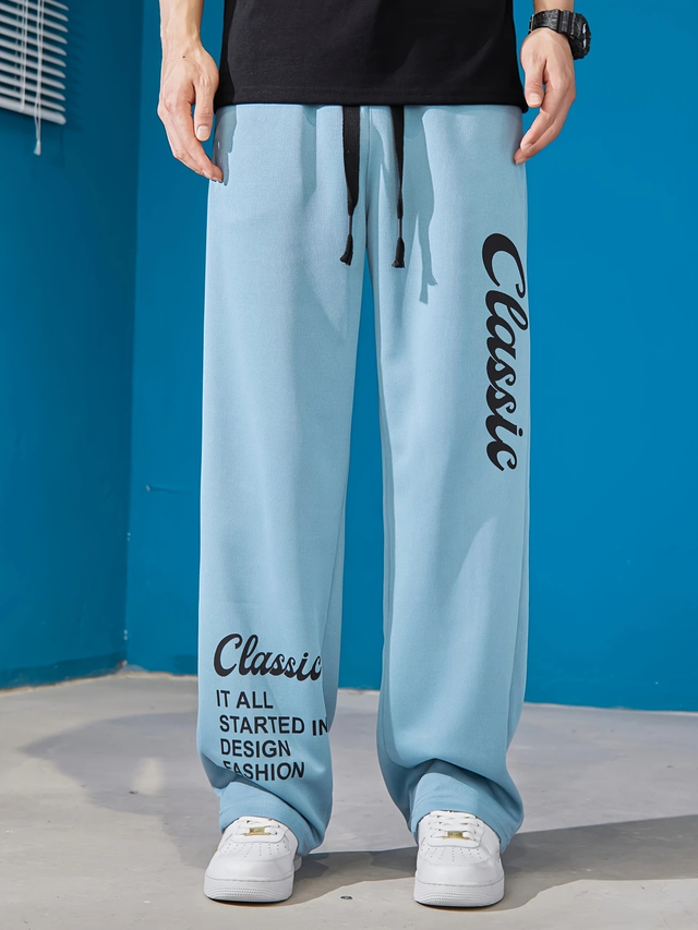 Men's Casual Letter Print Joggers with Drawstring