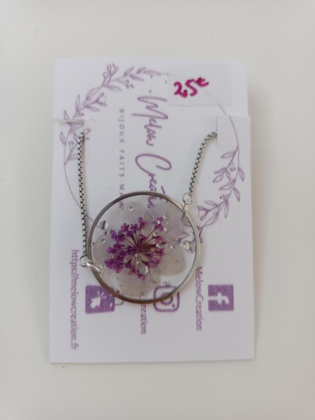 Modèle unique - Colliers Fleurs Séchées - Blanc &amp; Rose