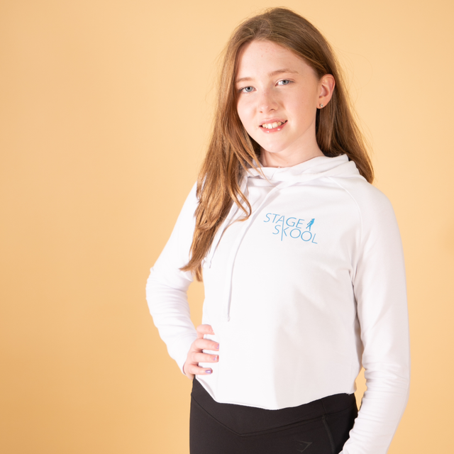 White Cropped Cross Back Hoodies