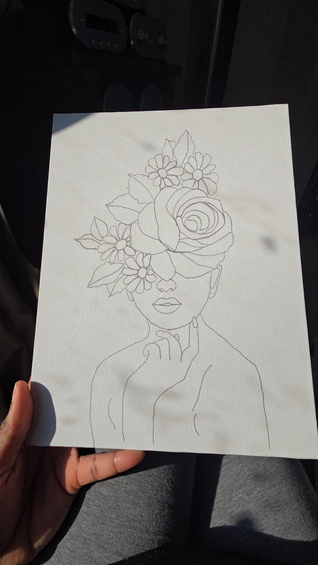 Floral Elegance Sketched Canvas