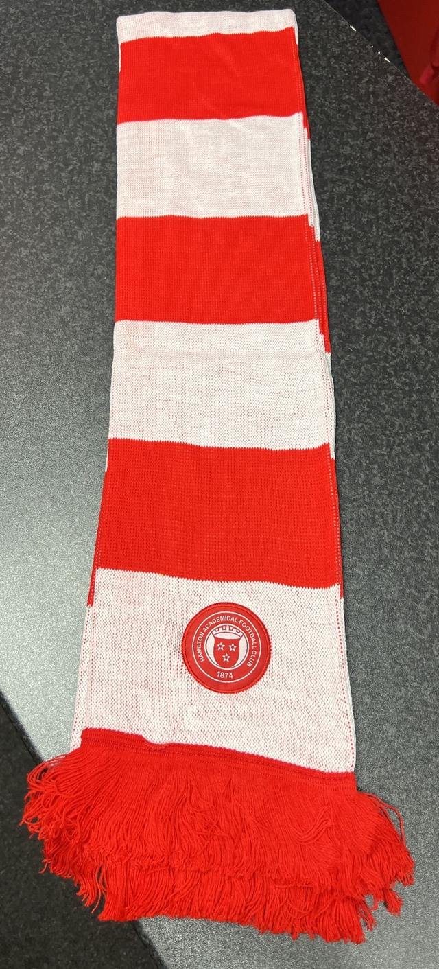 Accies Crested Bar Scarf - Red &amp; White