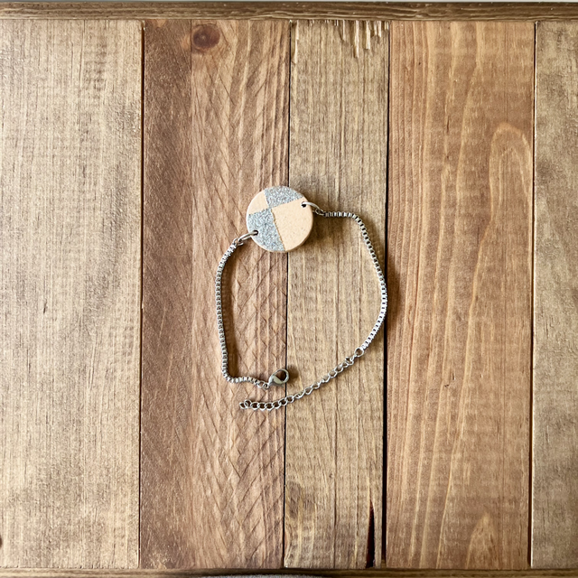 Bracelet bois de hêtre peinture et paillette 