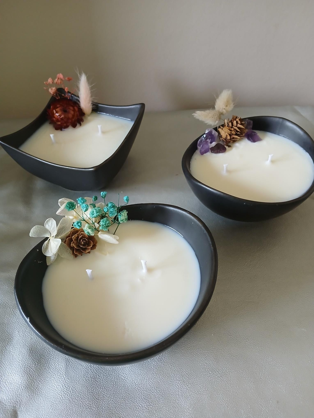 Bougies 2 mèches fleur de coton