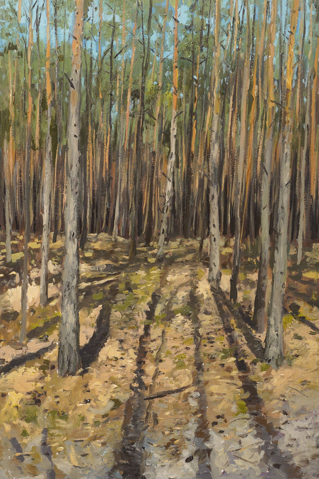 Las w Radomyślu 60x40 olej płótno 2024 oprawiony