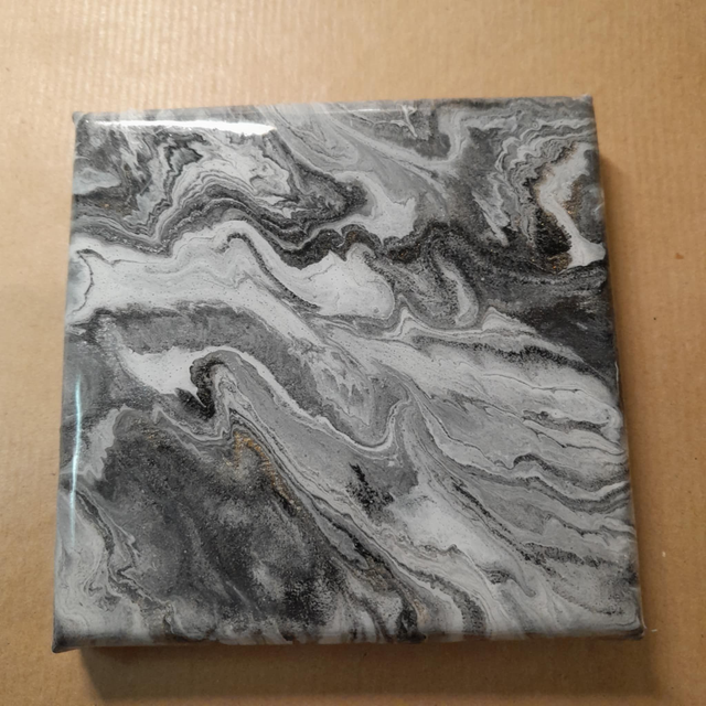 RIVIERE DE CENDRES - Mini-Tableau - Peinture Fluide Abstraite