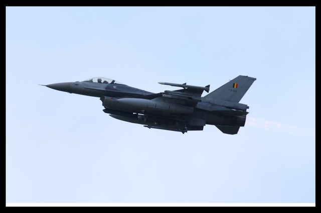 A4 Belgian F-16A Fighter Jet - Photoprint Framed