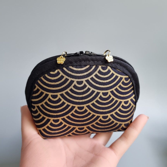 Porte-monnaie arrondi "Nami" noir doré