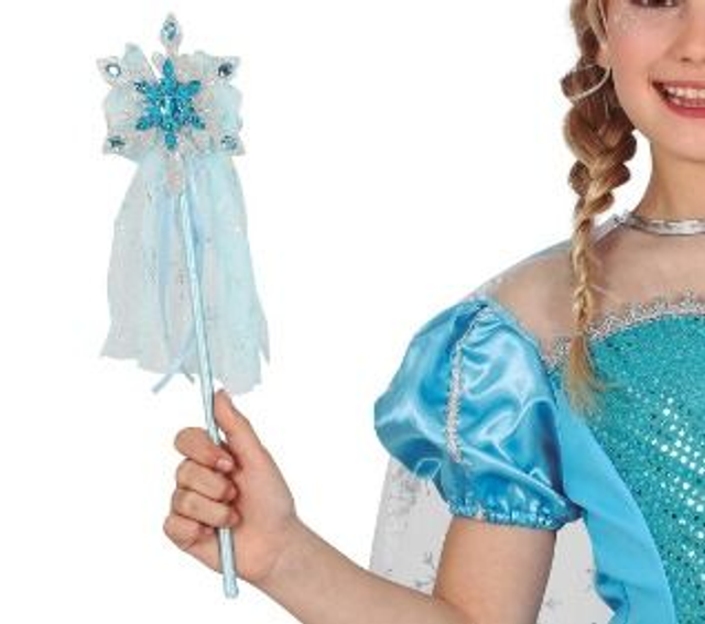 CARNEVALE , BACCHETTA FATA CON VELO AZZURRA CM 35