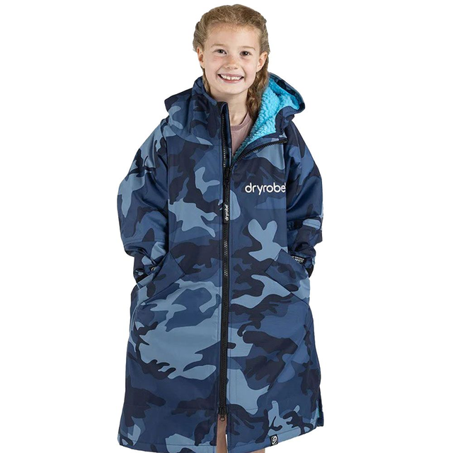 Kids Dryrobe Blue Camo Blue - Long Sleeve Changing Robe