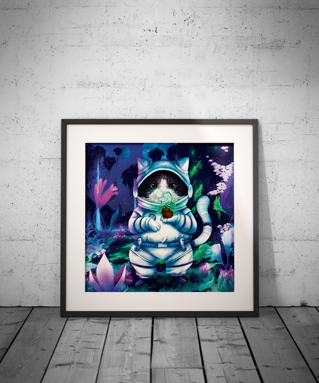 Astro Chat exploration d'une planète - Astronaute Félin - Print