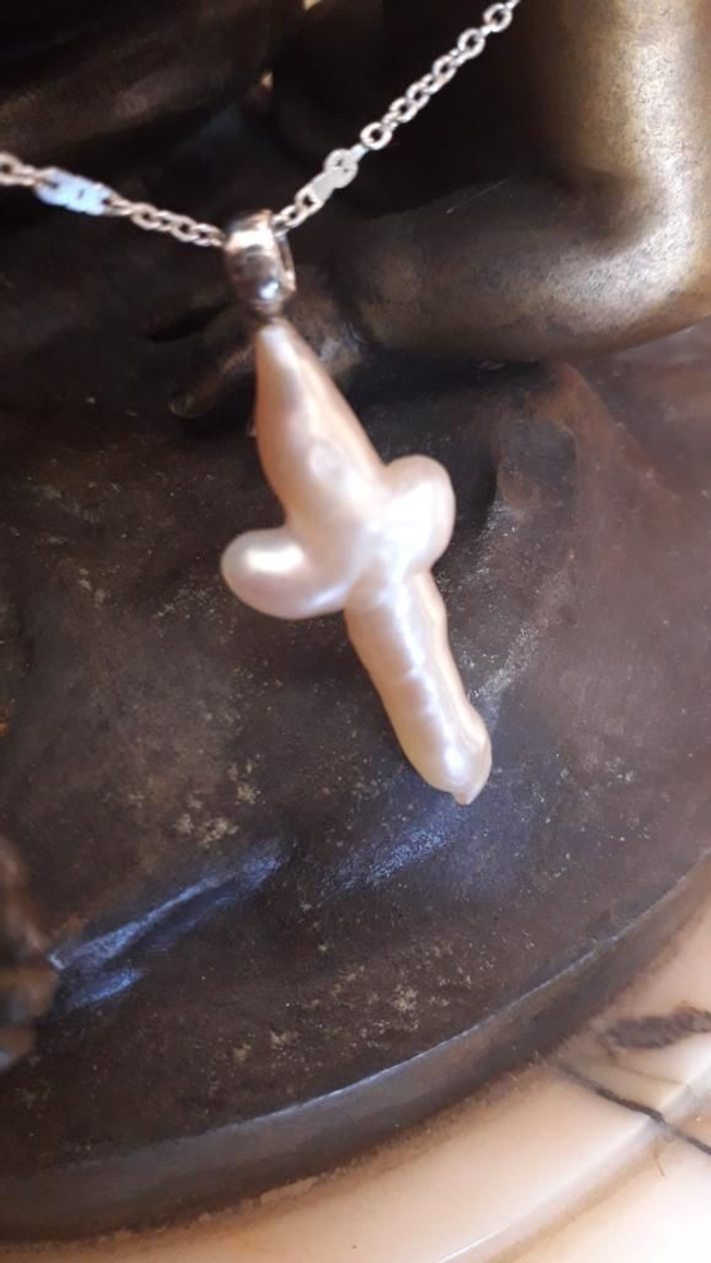 Pendentif perle de culture, argent 925.