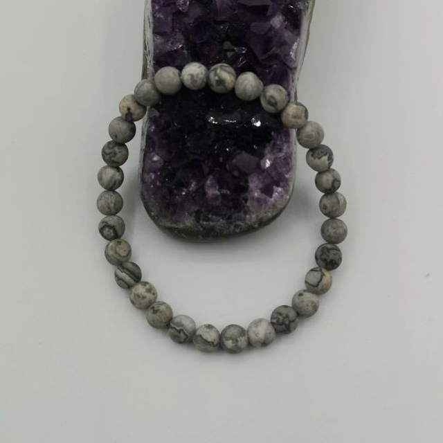 Bracelet Jaspe Gris 8 mm 