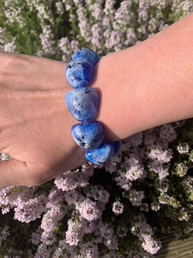 Bracelet Galets - Nuancé Bleu et Blanc