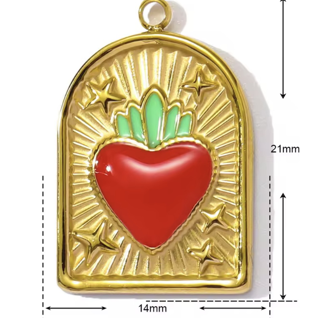 Charm cuore sacro rosso con stelline 