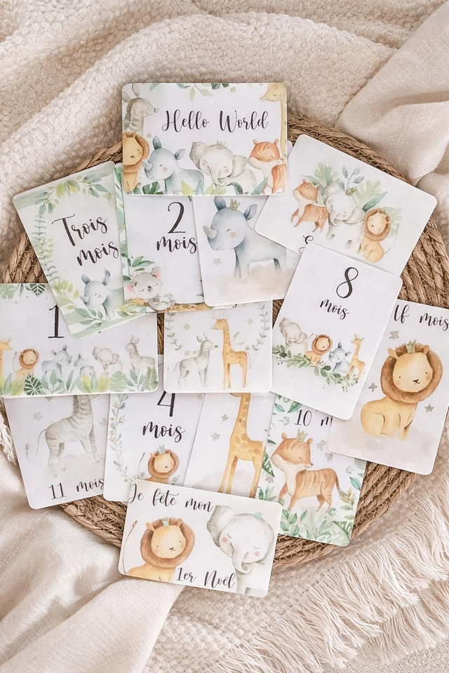 Cartes étapes bébé _ thème SAFARI
