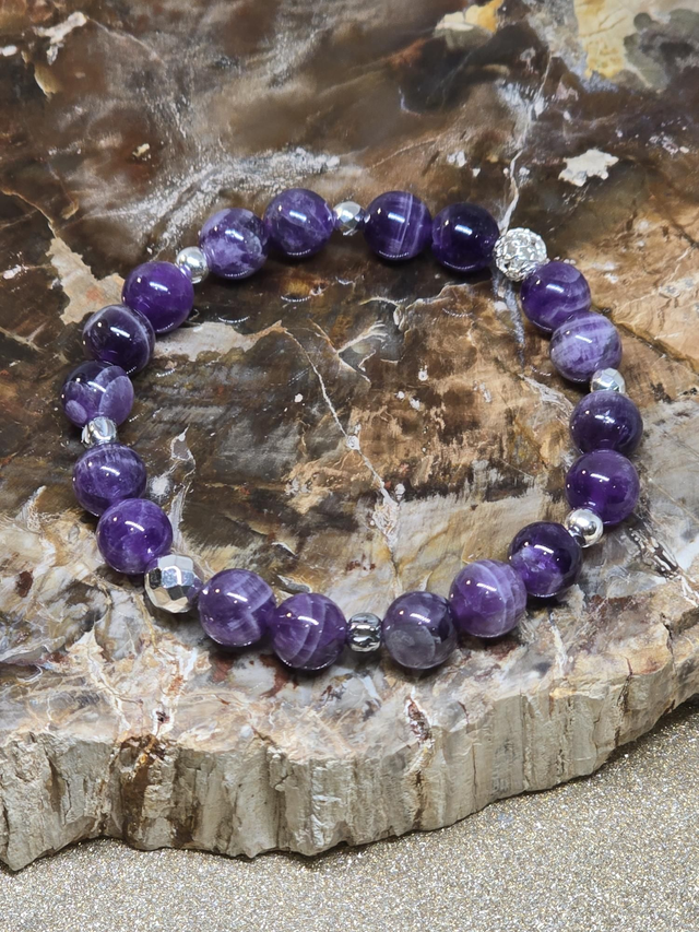 Bracelet Améthyste chevron 0,8 cm