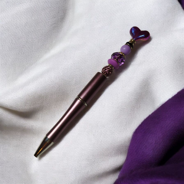 Stylo perles violet