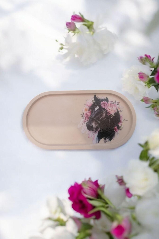 Petit plateau décoratif avec stickers cheval 