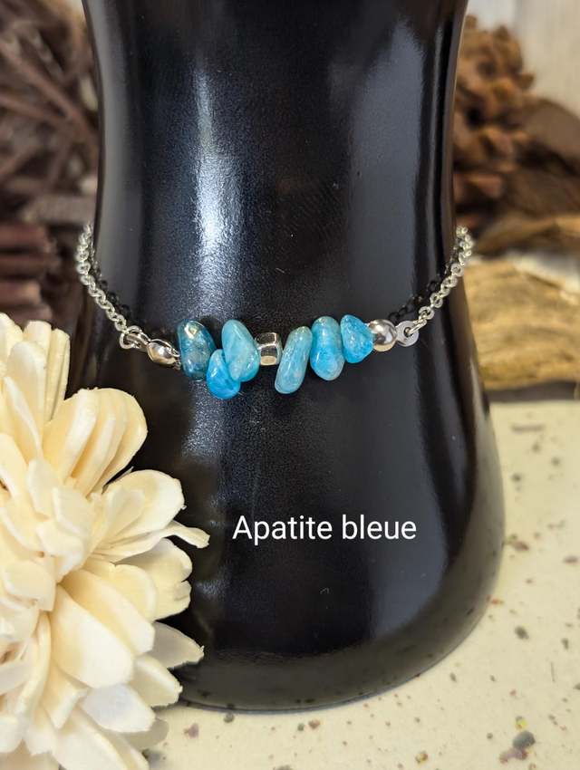 Bracelet perle Chips Apatite bleue 