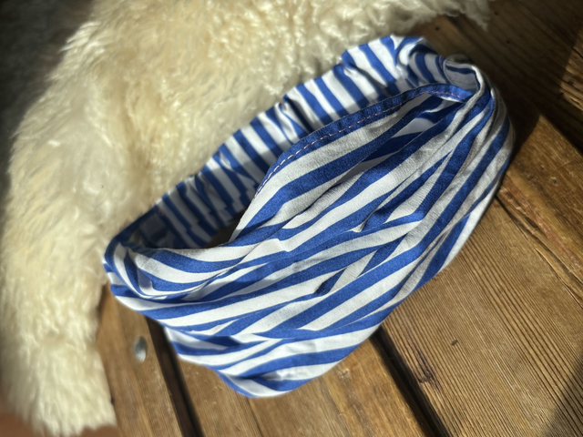 Bandeau fille rayures bleu vif et blanc 