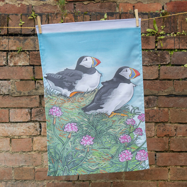 Atlantic Puffins Tea Towel