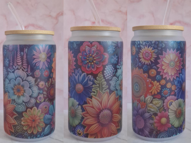 Verre givré fleur 