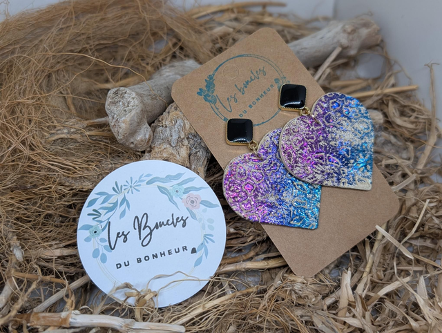 Boucles d&#039;oreilles Coeur ❤️ multicolore c1006