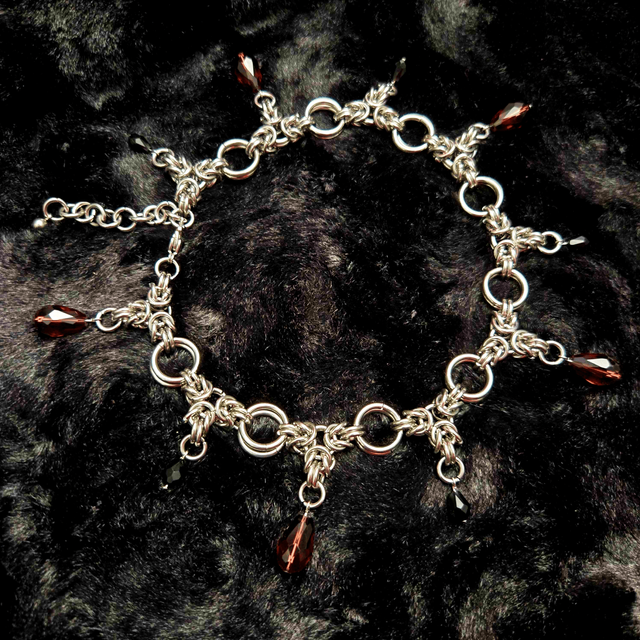 [OOAK] Stainless Steel Plum and Black Droplets Necklace