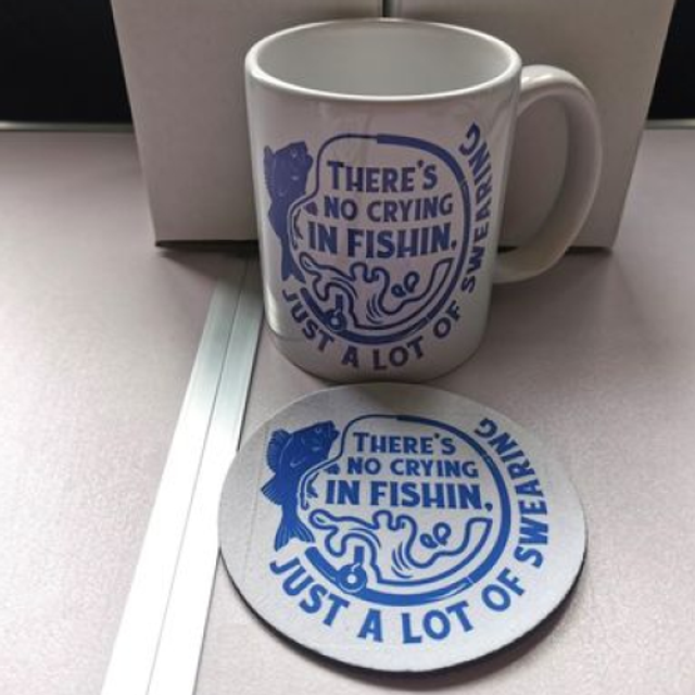 Fishing Mug &amp; Coaster Set - Gift for Dad, Brother, Grandad, Uncle, Friend - 11oz Mug -  2 Designs
