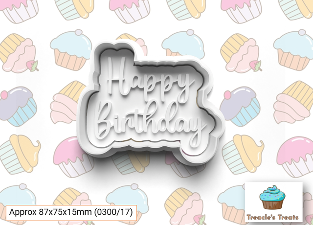 Happy birthday Fondant/cookie stamp with cutter