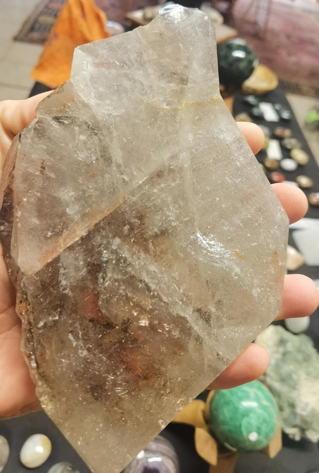 Cristal de roche tabulaire ou "cristal à âme"