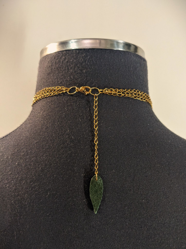 L'Amelo - Ras du Cou Amande Or 24k, Cuir