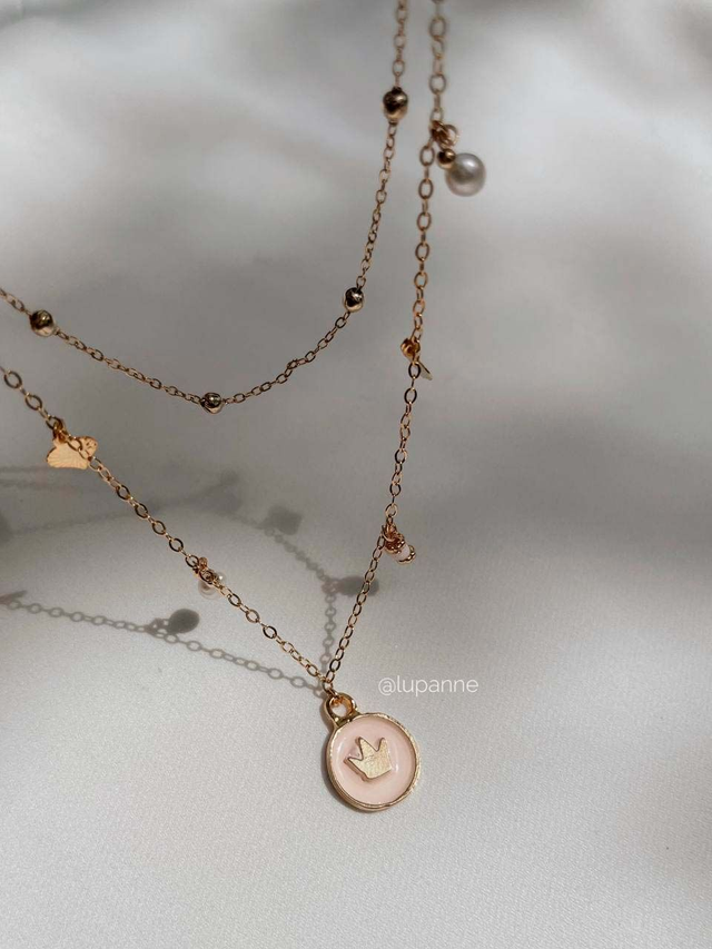Collier double Coronita Rosa