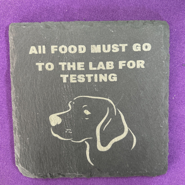 Labrador Dog theme coaster all food must go to the lab for testing