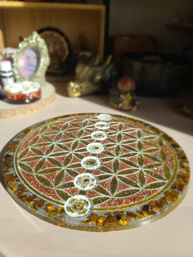 Fleur de vie 7 Chakras Œil de tigre 🐯