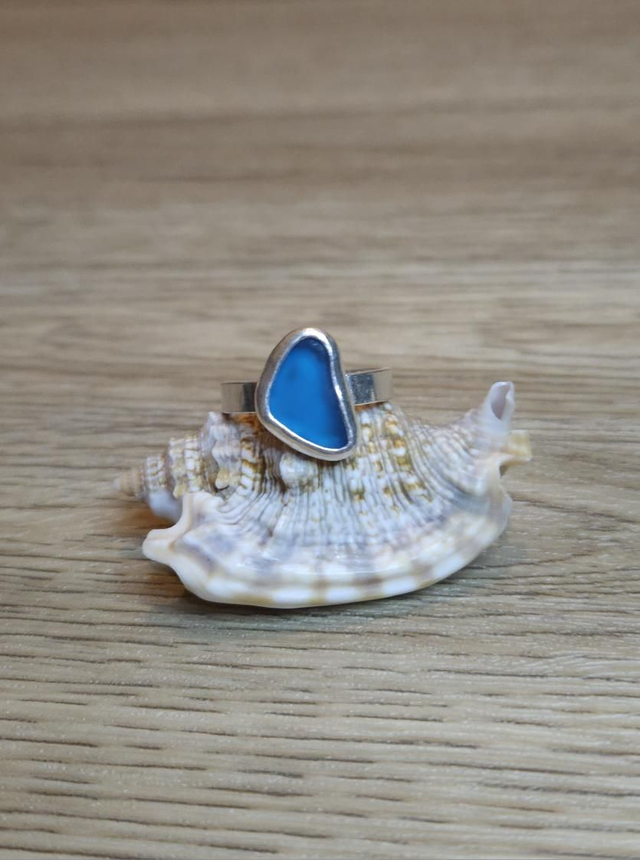 Blue Sea Glass Ring