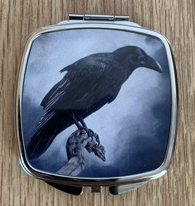 Compact handbag / pocket mirror with Raven design