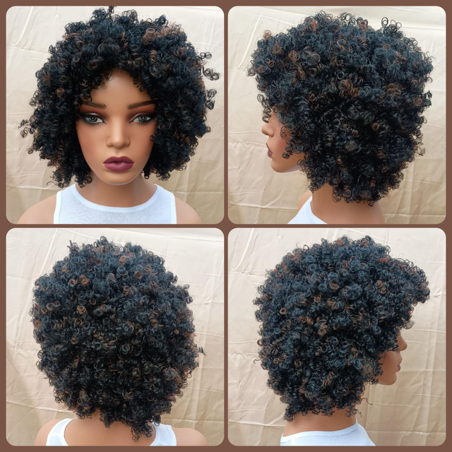 Full Body Afro Kinky Synthetic Wig in Black, Grey, Brown, Burgundy