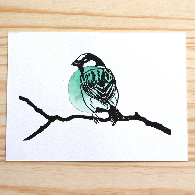 Linogravure A5 Moineau (plusieurs coloris)