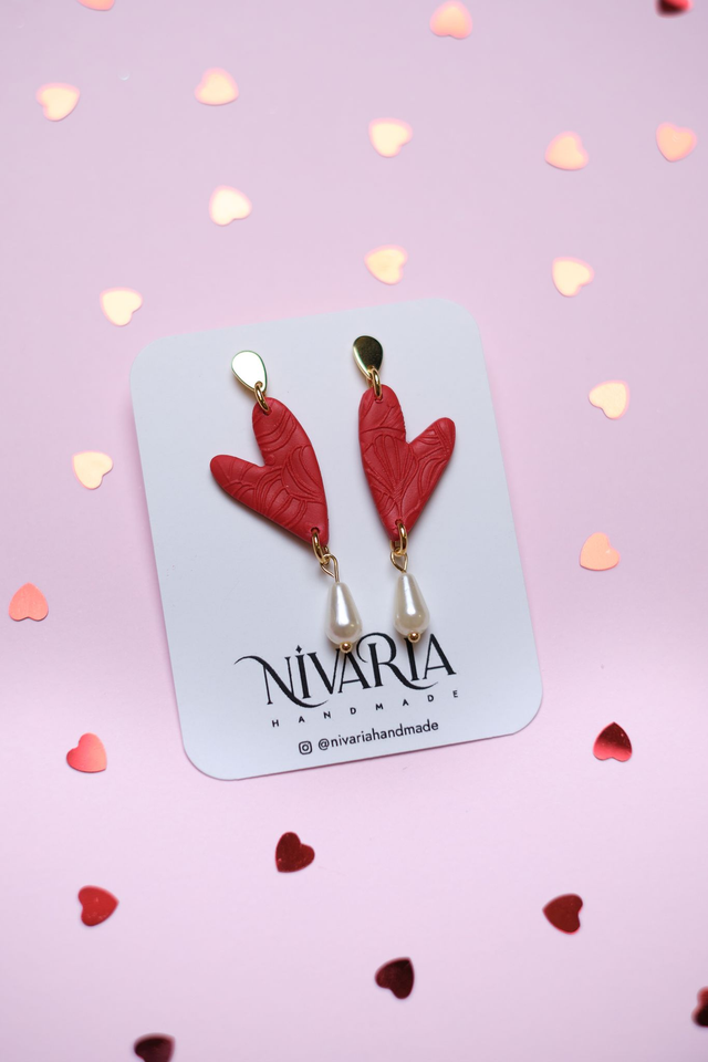 Pendientes de corazones perla