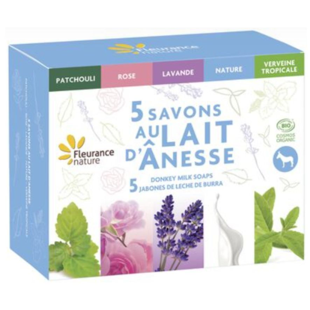 Cofre 5 Jabones con Leche de Burra Bio 100g Fleurance Nature