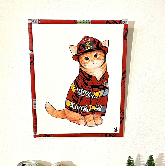 Tableau chat pompier 