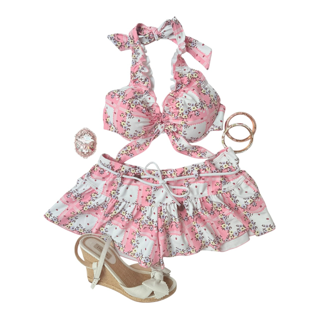 BNWT coquette pink japanese 3 piece bikini set 