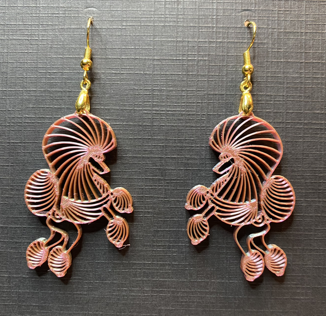 3D - Earrings Poodle Continental Rose Gold