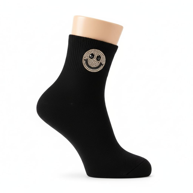 Socken mit Strass (Gr. 36-41/42) onesize - Smiley