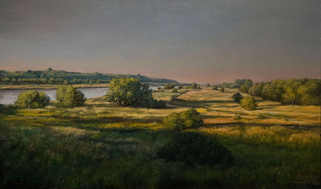 Panorama Sandomierza - Widok na Góry Pieprzowe 70x120 olej płótno 2022